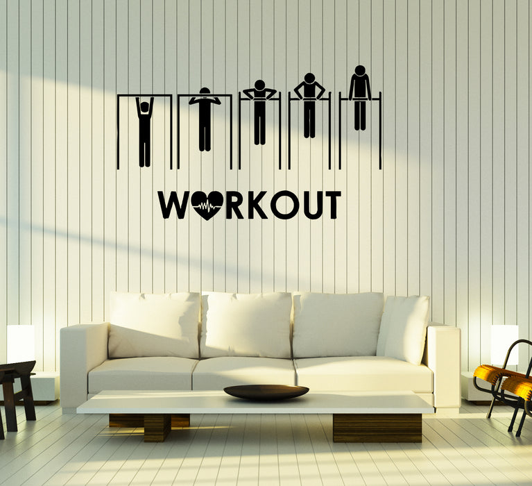 Wall Decal Sport Health Horizontal bars Pullups Workout Vinyl Sticker (ed1810)