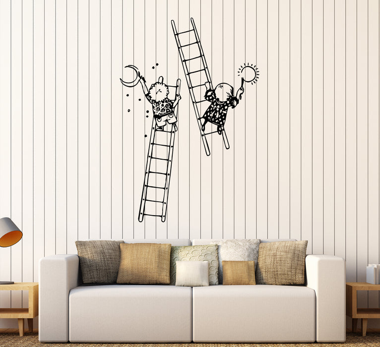 Wall Decal Children Drawing Staircase Painting Kids Room Vinyl Sticker (ed1817)