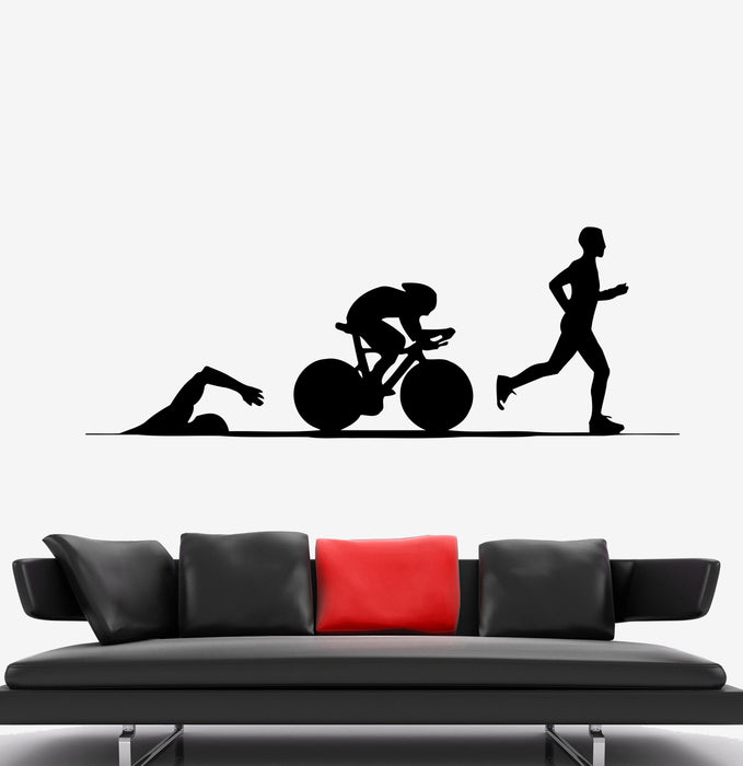 Wall Decal Sport Running Swimming Cycling Triathlon Vinyl Sticker (ed1822)