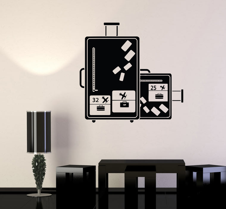 Wall Decal Suitcases Travel Airplane Adventure Luggage Vinyl Sticker (ed1824)