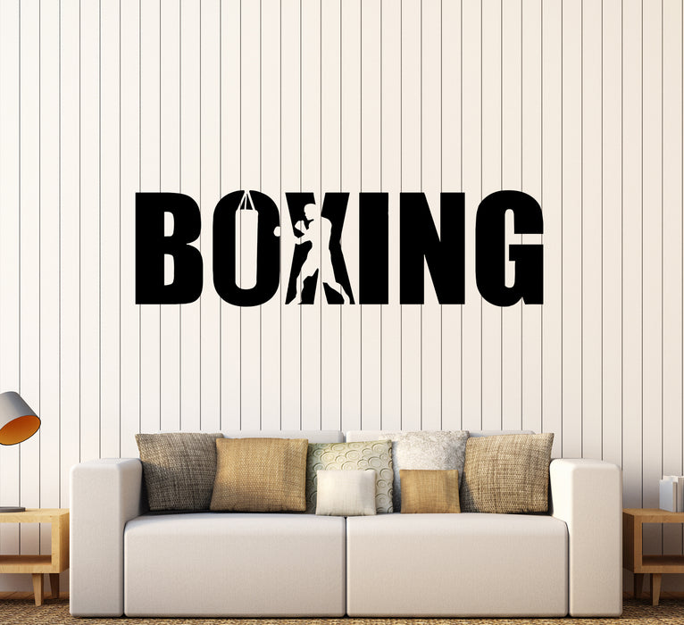 Wall Decal Boxing Sports Word Boxer Fight Vinyl Sticker (ed1833)