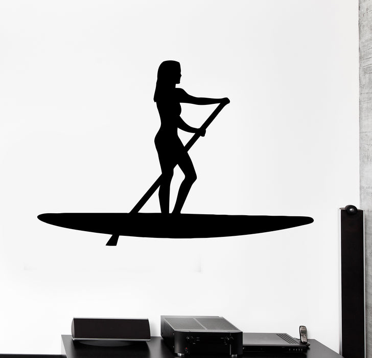 Wall Decal Girl With Paddle Canoe Woman Vinyl Sticker (ed1850)