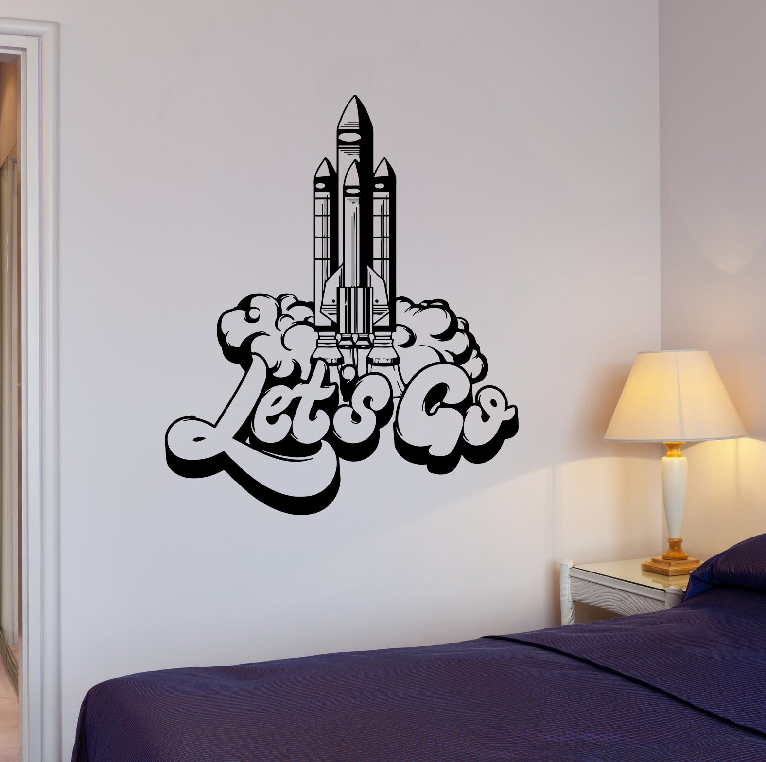 Wall Decal Spaceship Takeoff Universe Space Let’s Go Vinyl Sticker (ed ...