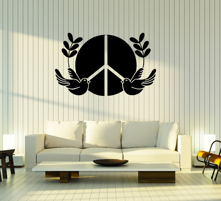 Wall Decal Peace Sign Pacifism Birds Pigeons Vinyl Sticker (ed1862)