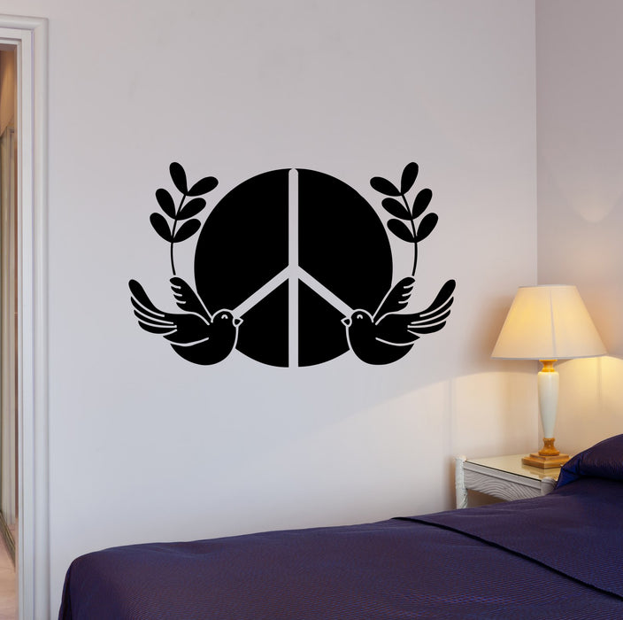 Wall Decal Peace Sign Pacifism Birds Pigeons Vinyl Sticker (ed1862)