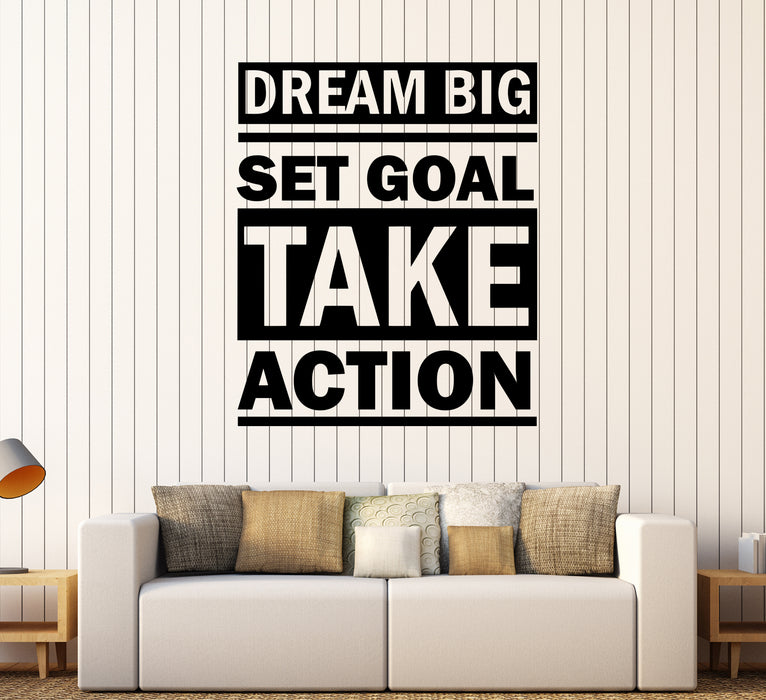 Wall Decal Motivational Quotes Dream Big Set Goal Take Action Vinyl Sticker (ed1890)