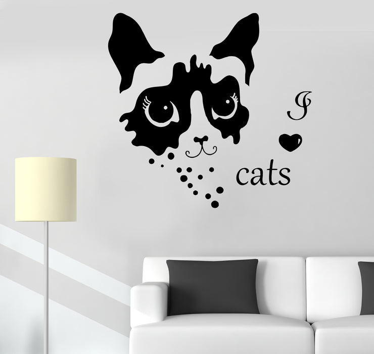 Wall Decal I Love Cats Pets Kitten Animal Vinyl Sticker (ed1921)