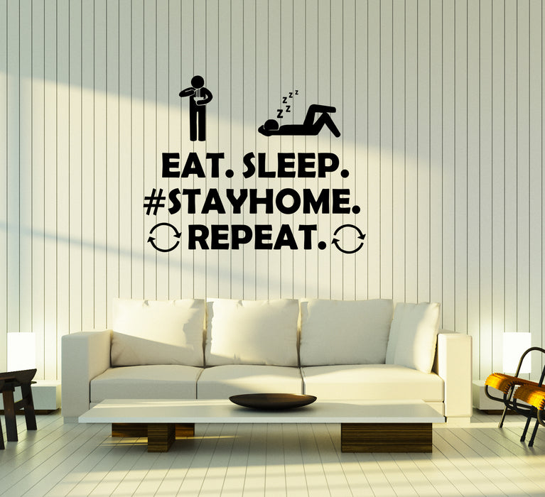 Наклейка на стену Оставайтесь дома вирус фраза надпись виниловая наклейка (ed1924)
