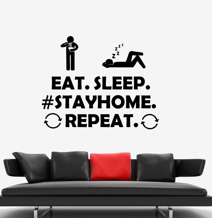 Наклейка на стену Оставайтесь дома вирус фраза надпись виниловая наклейка (ed1924)