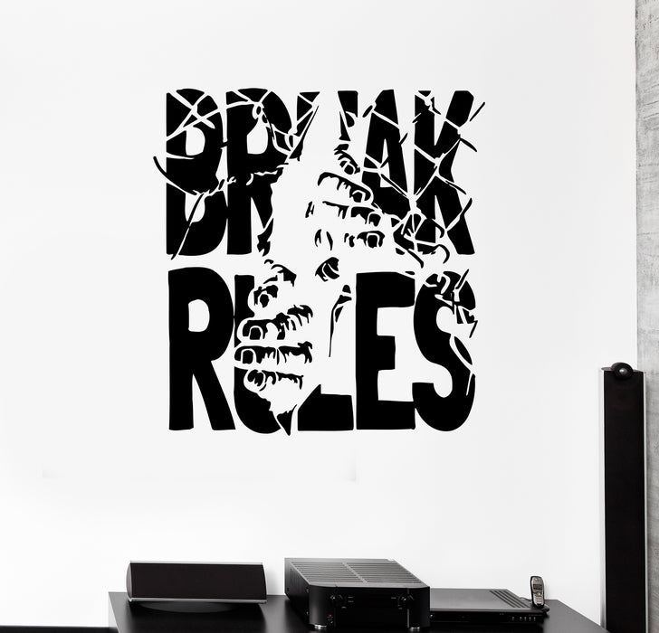 Wall Decal Break Rules Words Chain Hands Vinyl Sticker (ed1925)