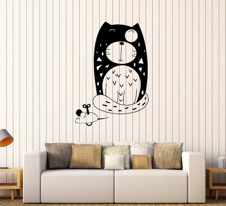 Wall Decal Cat And Mouse Funny Picture Pet Vinyl Sticker (ed1930)