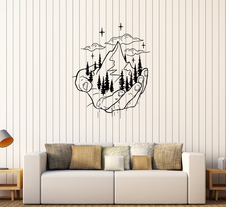 Wall Decal Nature In The Palm Hand Environmental Protection Vinyl Sticker (ed1937)