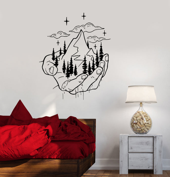 Wall Decal Nature In The Palm Hand Environmental Protection Vinyl Sticker (ed1937)