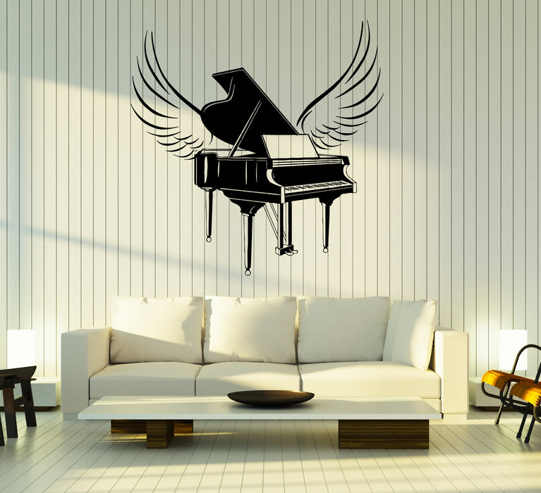Wall Decal Piano Wings Musical Instrument Melody Vinyl Sticker (ed1942)