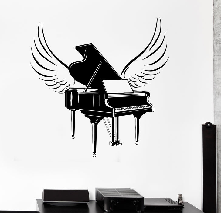 Wall Decal Piano Wings Musical Instrument Melody Vinyl Sticker (ed1942)