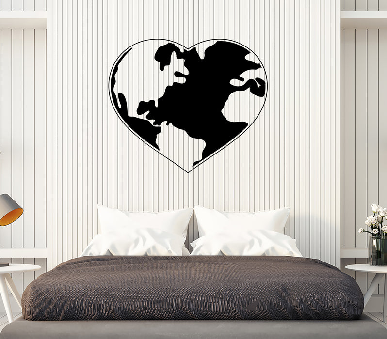 Wall Decal Planet Earth Love Heart House World Vinyl Sticker (ed1949)