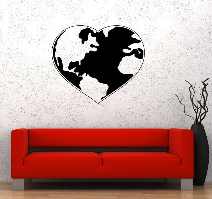 Wall Decal Planet Earth Love Heart House World Vinyl Sticker (ed1949)