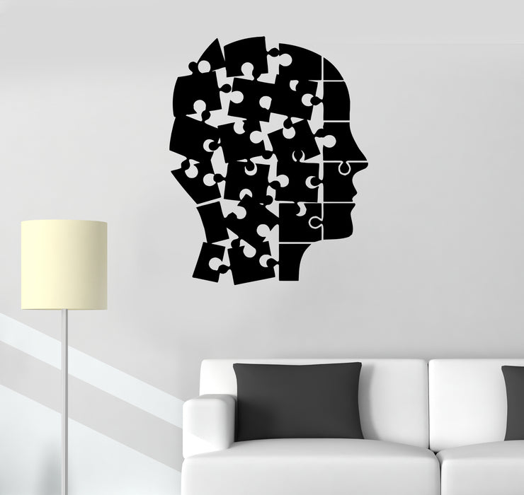 Wall Decal Human Head Jigsaw Puzzle Decor Vinyl Sticker (ed1969)