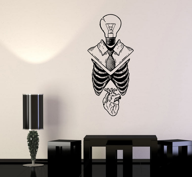 Wall Decal Skeleton Heart Lightbulb Human Anatomy Vinyl Sticker (ed1970)