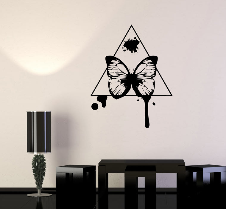 Wall Decal Butterfly In Triangle Decor Design Vinyl Sticker (ed1975)