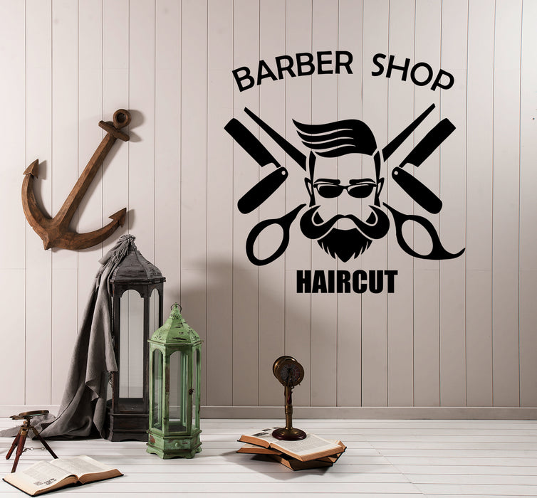Wall Decal Men's Barber Shop Haircut Vinyl Sticker (ed1979)