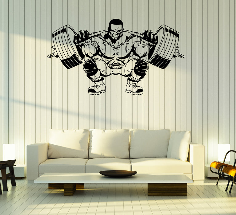 Наклейка на стену Фитнес Спорт Тяжелая атлетика Спортсмен Штанга Виниловая наклейка (ed1981)