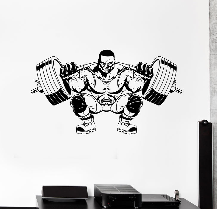 Наклейка на стену Фитнес Спорт Тяжелая атлетика Спортсмен Штанга Виниловая наклейка (ed1981)