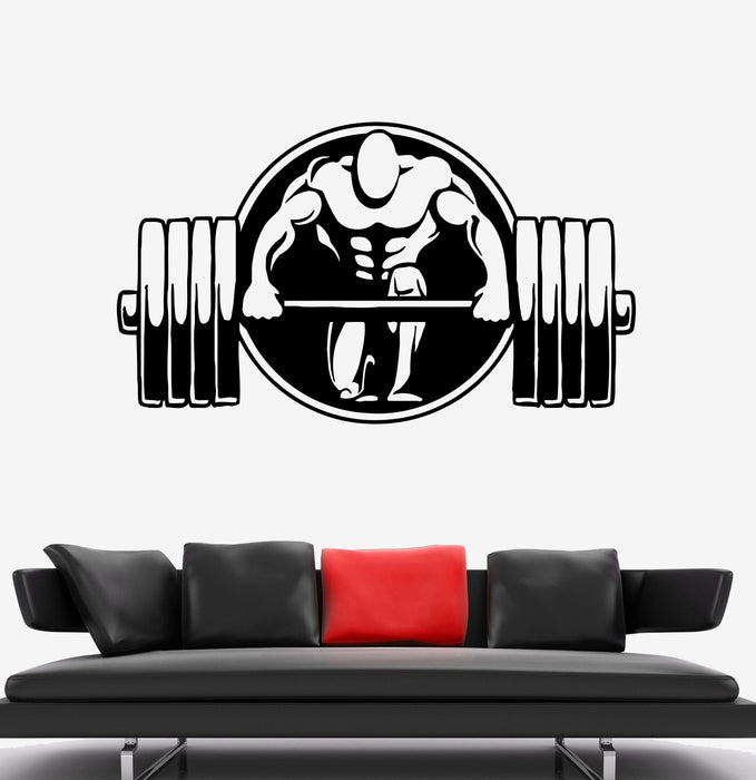 Wall Decal Fitness Sports Bodybuilding Athlete Barbell Vinyl Sticker (ed1982)