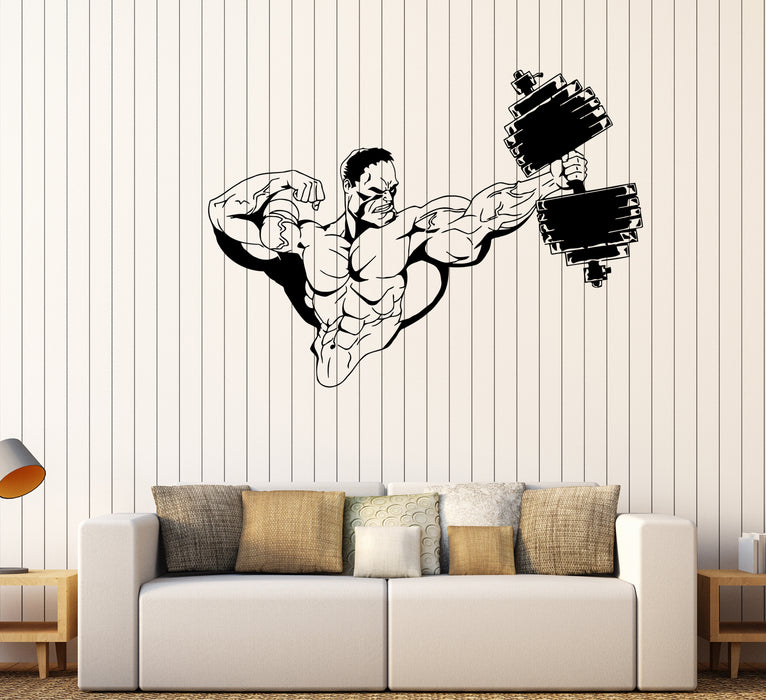 Wall Decal Fitness Sports Bodybuilding Athlete Dumbbells Vinyl Sticker (ed1983)