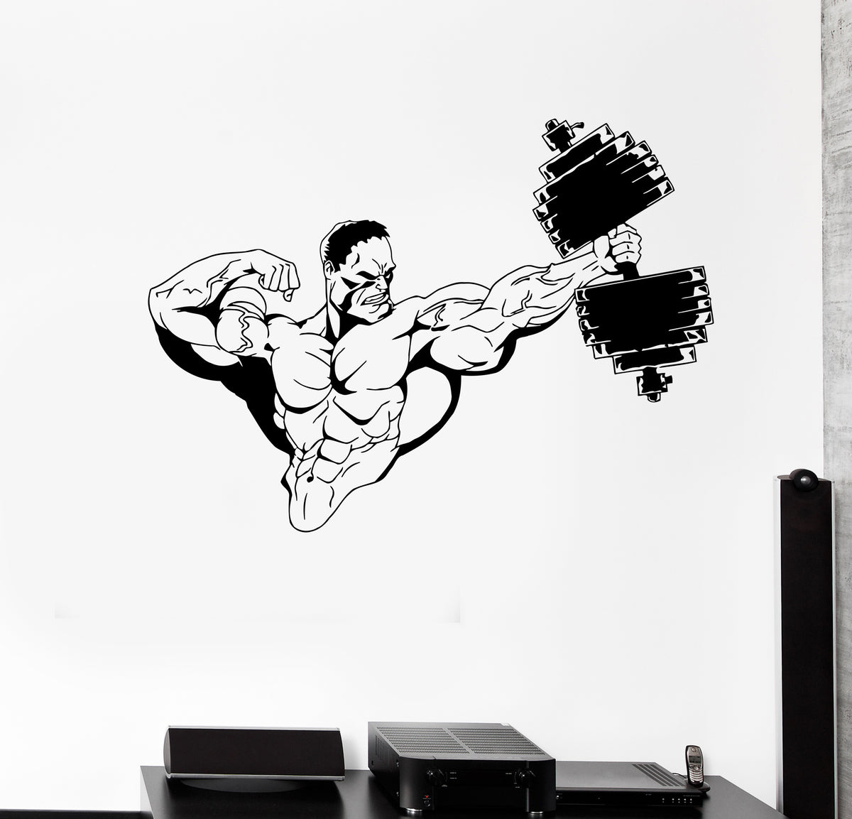 Wall Decal Fitness Sports Bodybuilding Athlete Dumbbells Vinyl Sticker ...