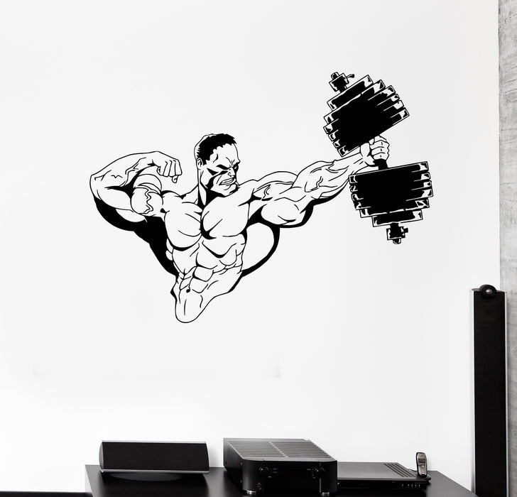 Wall Decal Fitness Sports Bodybuilding Athlete Dumbbells Vinyl Sticker (ed1983)