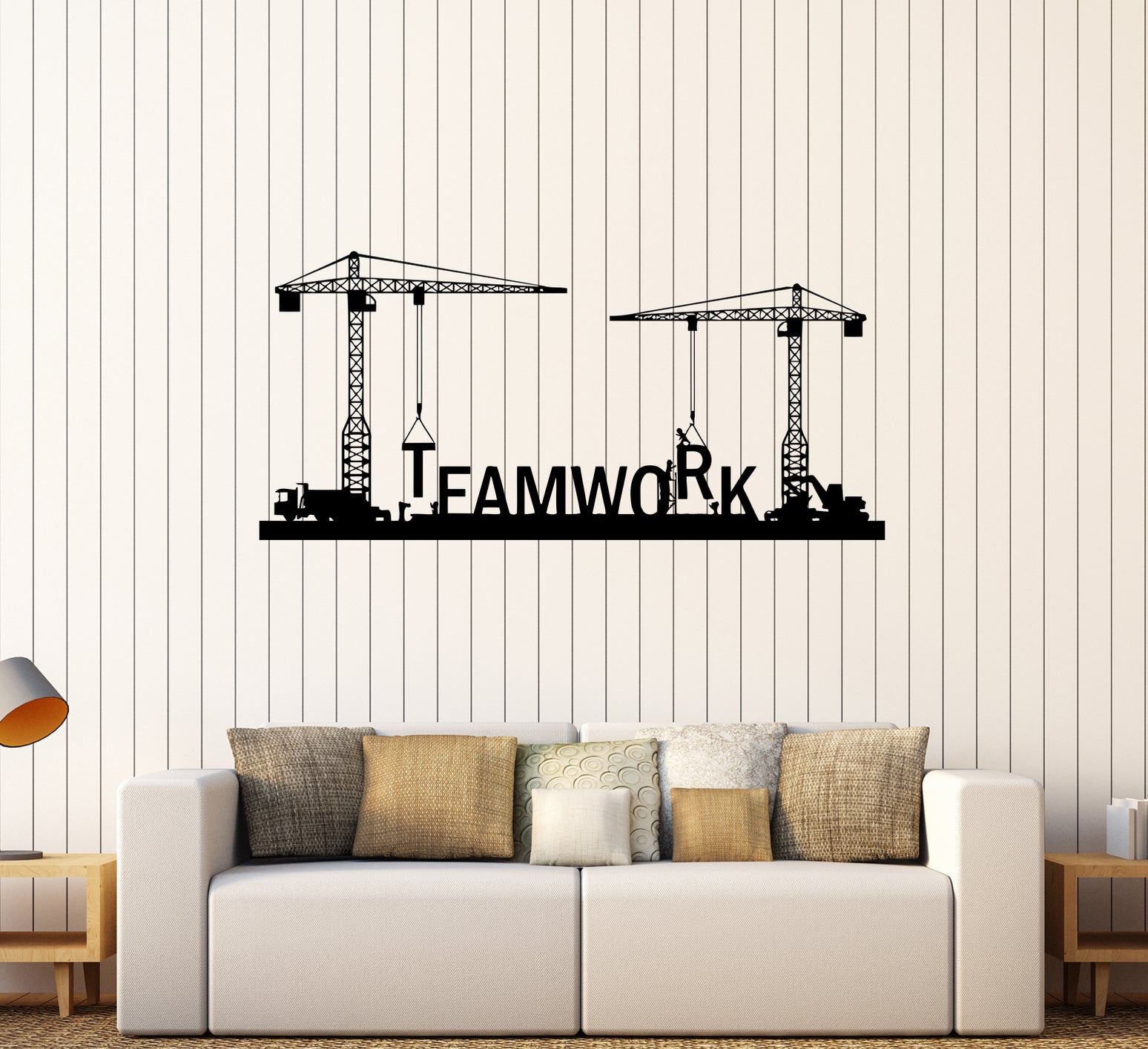 Wall Decal Teamwork Word Cranes Office Decor Vinyl Sticker (ed1991 ...