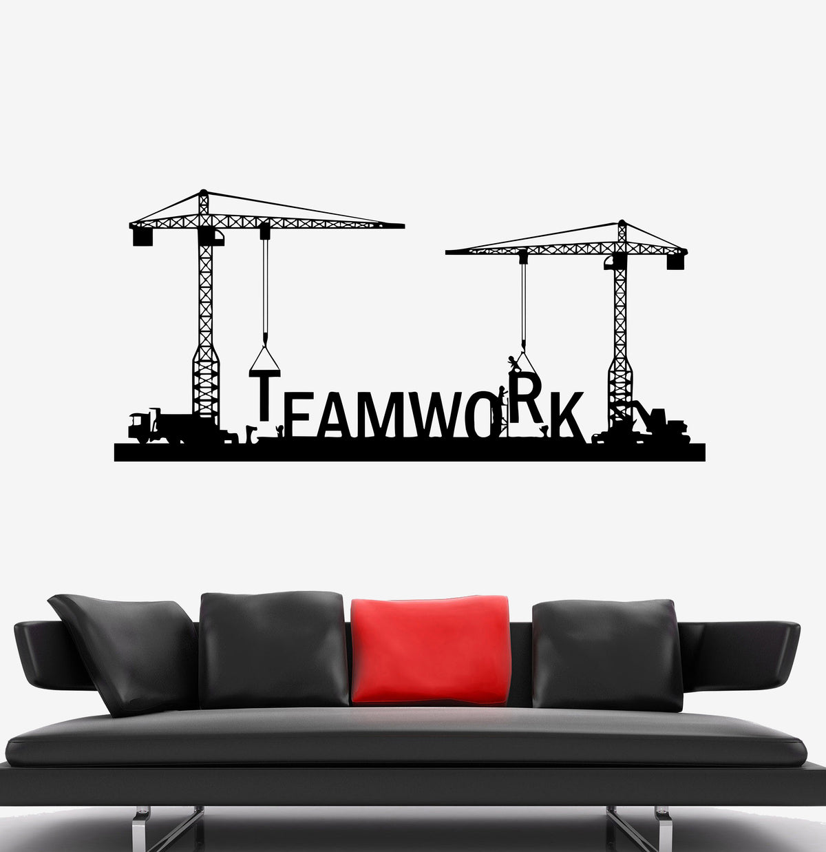 Wall Decal Teamwork Word Cranes Office Decor Vinyl Sticker (ed1991 ...