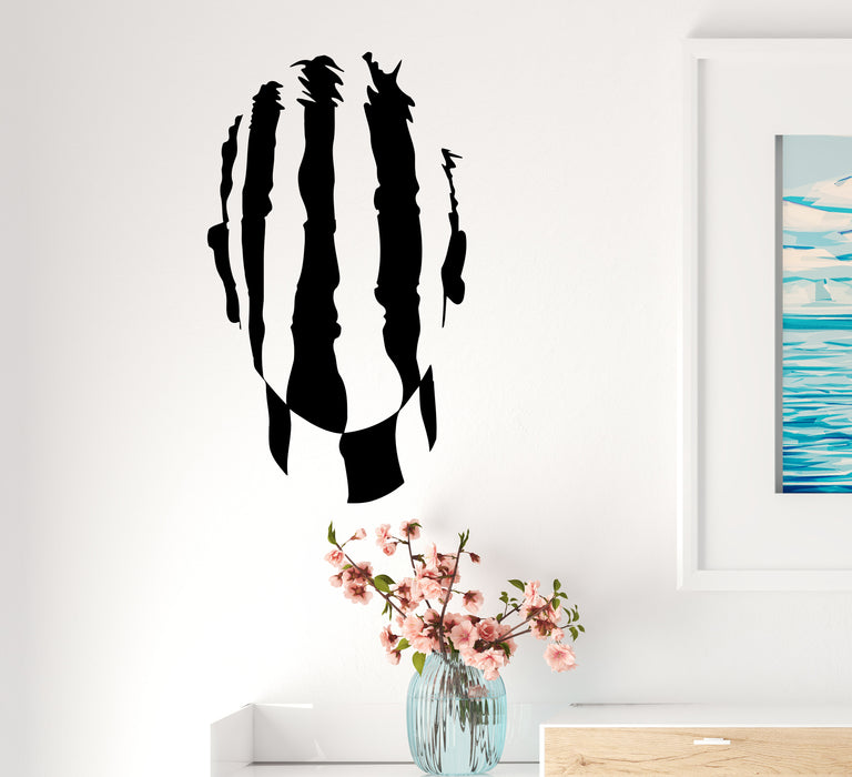 Наклейка на стену лицо голова силуэт мужчина полосы виниловая наклейка (ed2002)