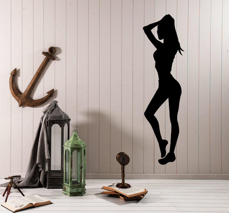Wall Decal Silhouette Sexy Girl Beautiful Woman Sporty Vinyl Sticker (ed2004)