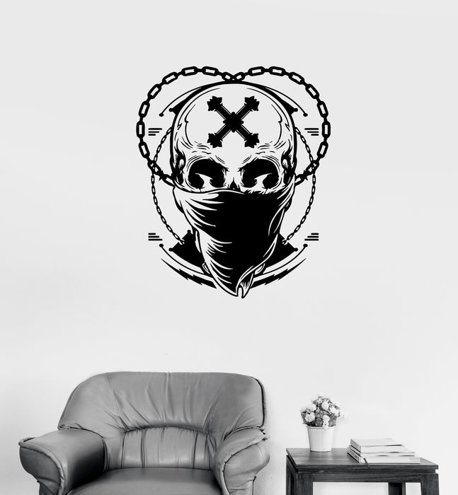Wall Decal Skeleton Gangster Skull Masked Bandit Vinyl Sticker (ed2025)