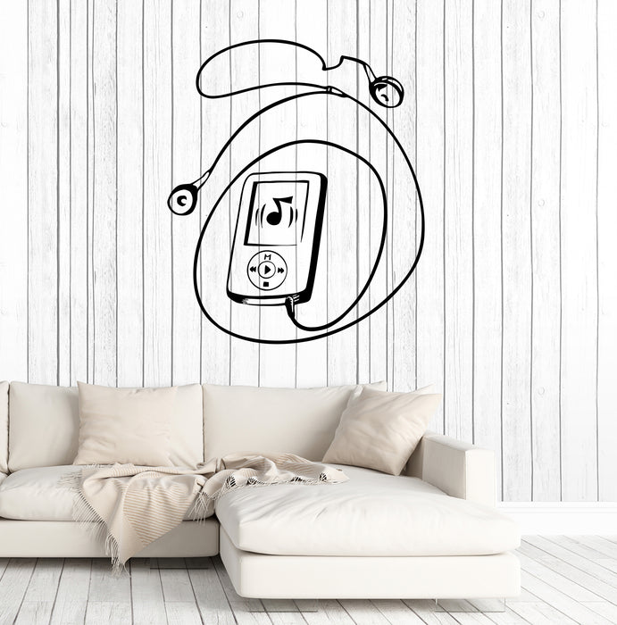 Wall Decal Audio Player Music Headphones Sound Vinyl Sticker (ed2027)