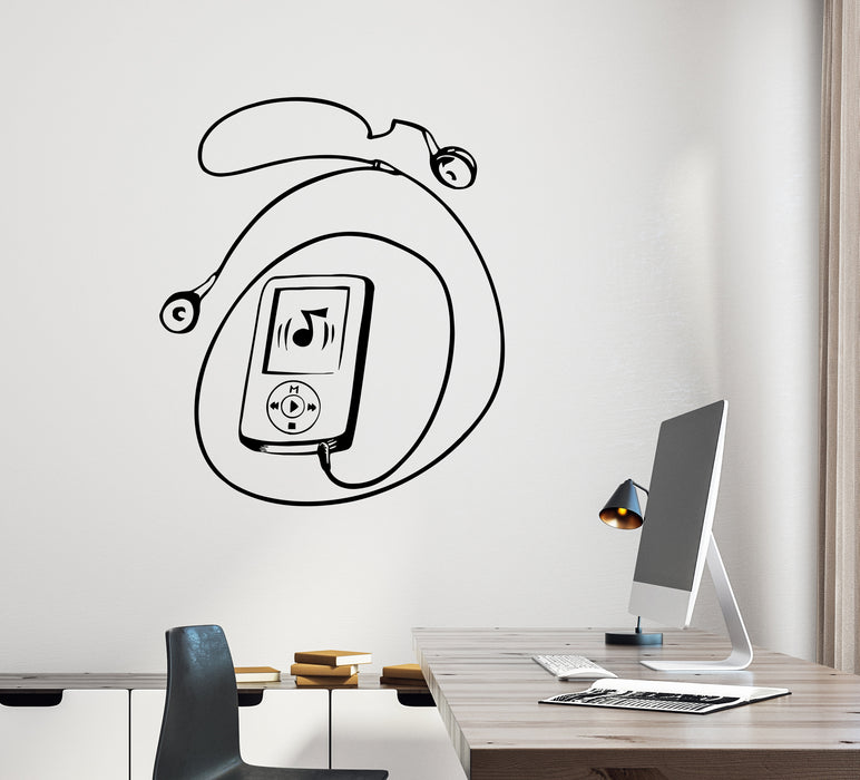 Wall Decal Audio Player Music Headphones Sound Vinyl Sticker (ed2027)