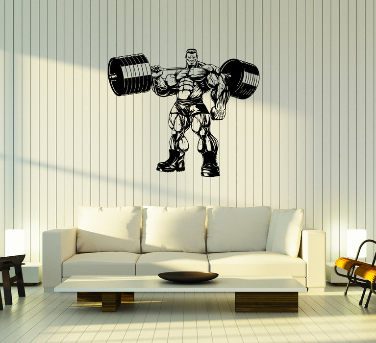 Wall Decal Bodybuilder Barbell Muscle Athlete Gym Vinyl Sticker (ed2028)