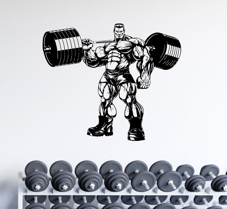 Wall Decal Bodybuilder Barbell Muscle Athlete Gym Vinyl Sticker (ed2028)