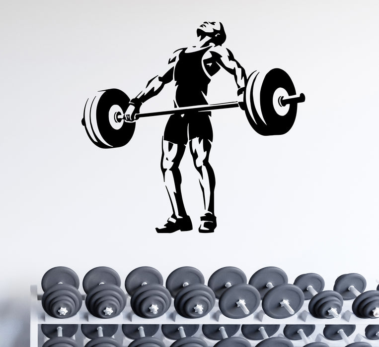 Wall Decal Weightlifting Barbell Athlete Gym Sport Vinyl Sticker (ed2033)
