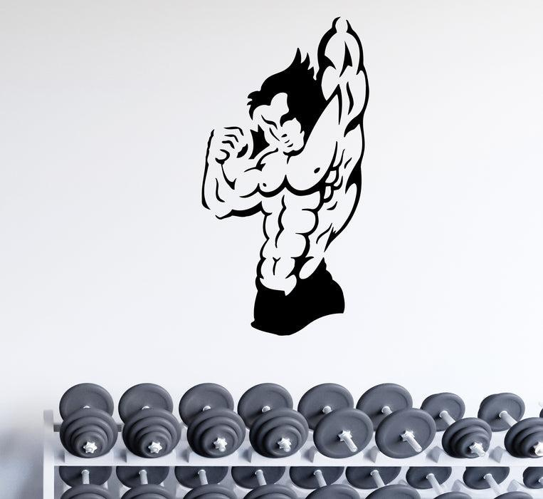 Wall Decal Fitness Sports Bodybuilding Gym Athlete Muscle Vinyl Sticker (ed2037)