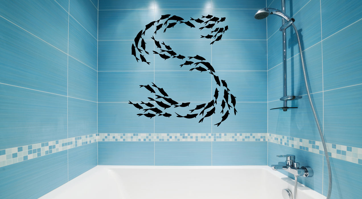 Wall Decal Fish Flock Underwater World Ocean Vinyl Sticker (ed2047)