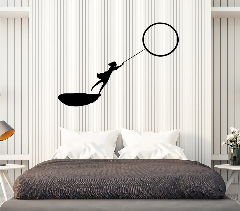 Autocollant mural en vinyle représentant une fille surprise par le soleil qui s'envole (ed2058)