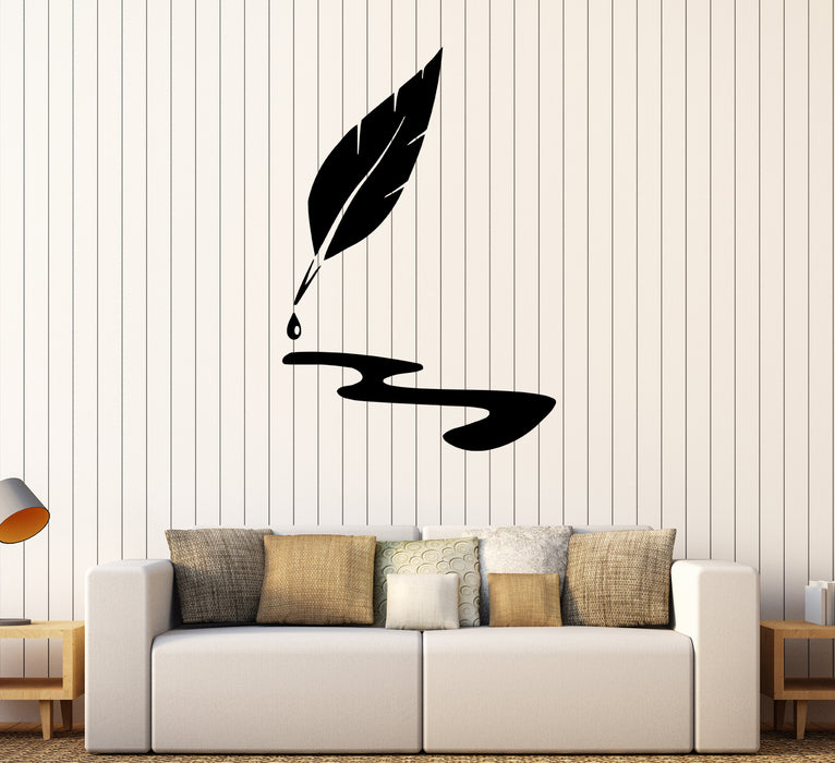Autocollant mural en vinyle avec plume et encre (ed2061)