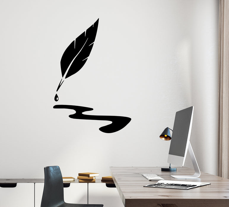 Wall Decal Feather Ink Pen Letter Decor Vinyl Sticker (ed2061)