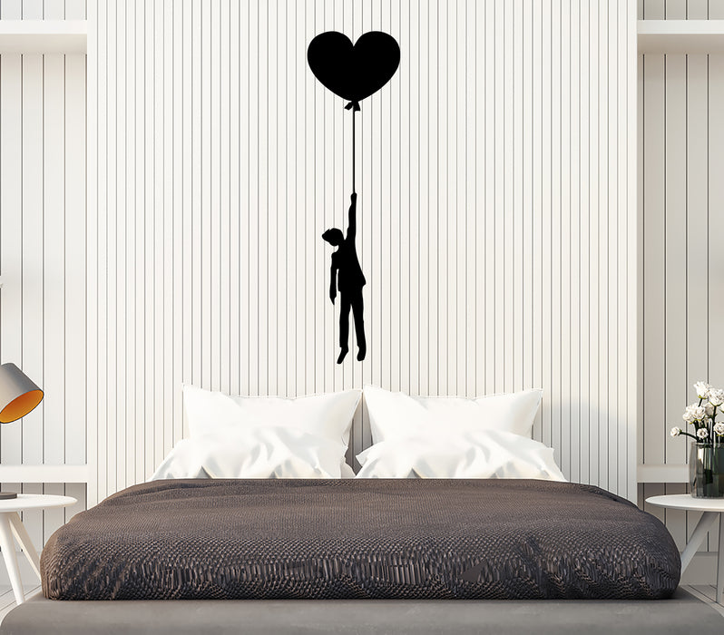 Wall Decal Boy Balloon Heart Flying Love Vinyl Sticker (ed2062)