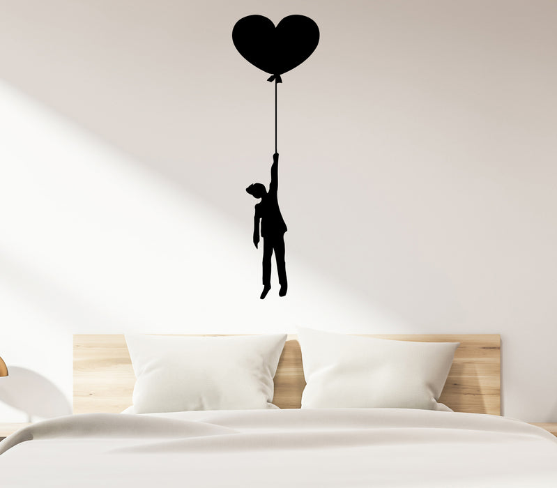 Wall Decal Boy Balloon Heart Flying Love Vinyl Sticker (ed2062)