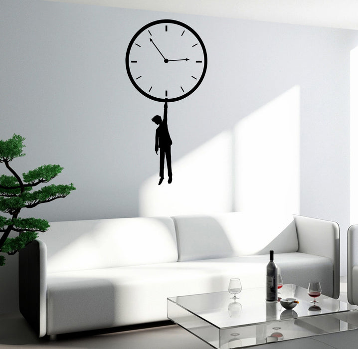 Наклейка на стену Мальчик висит на часах Декор Виниловая наклейка (ed2063)