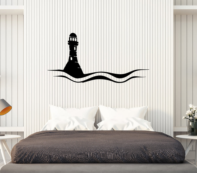 Wall Decal Lighthouse Shore Ocean Sea Ships Vinyl Sticker (ed2069)